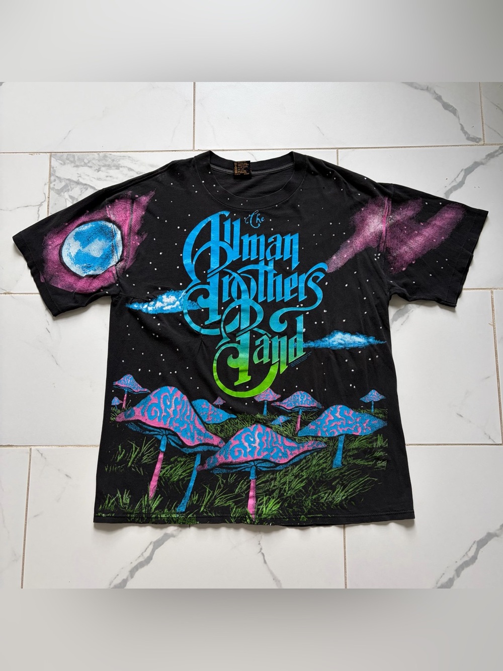 Vintage 1993 Allman Brothers Band Mushroom Night Sky T Shirt Tee Size XL Brockum